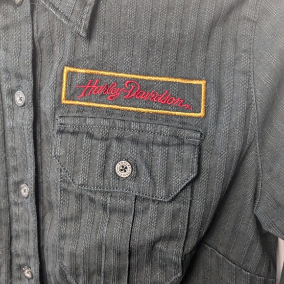 HARLEY DAVIDSON Women Button Down Shirt Long Sleeve Size XS Black Color - Picture 3 of 9